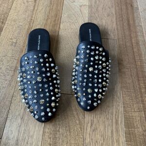 Saks Fifth Ave Hellraisers Spiked leather loafers - Black - Mens size 11